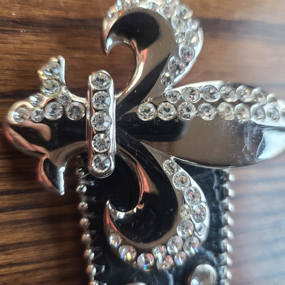 B.B.Simons Black and Silver Crystal Embellished Belt